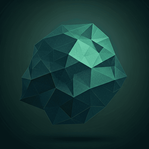 Abstract green and dark blue geometric pattern representing blockchain technology.